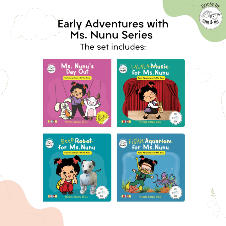 SAM &amp; MI - Early Adventures with Ms. Nunu: Set of 4 Interactive Book for Kids