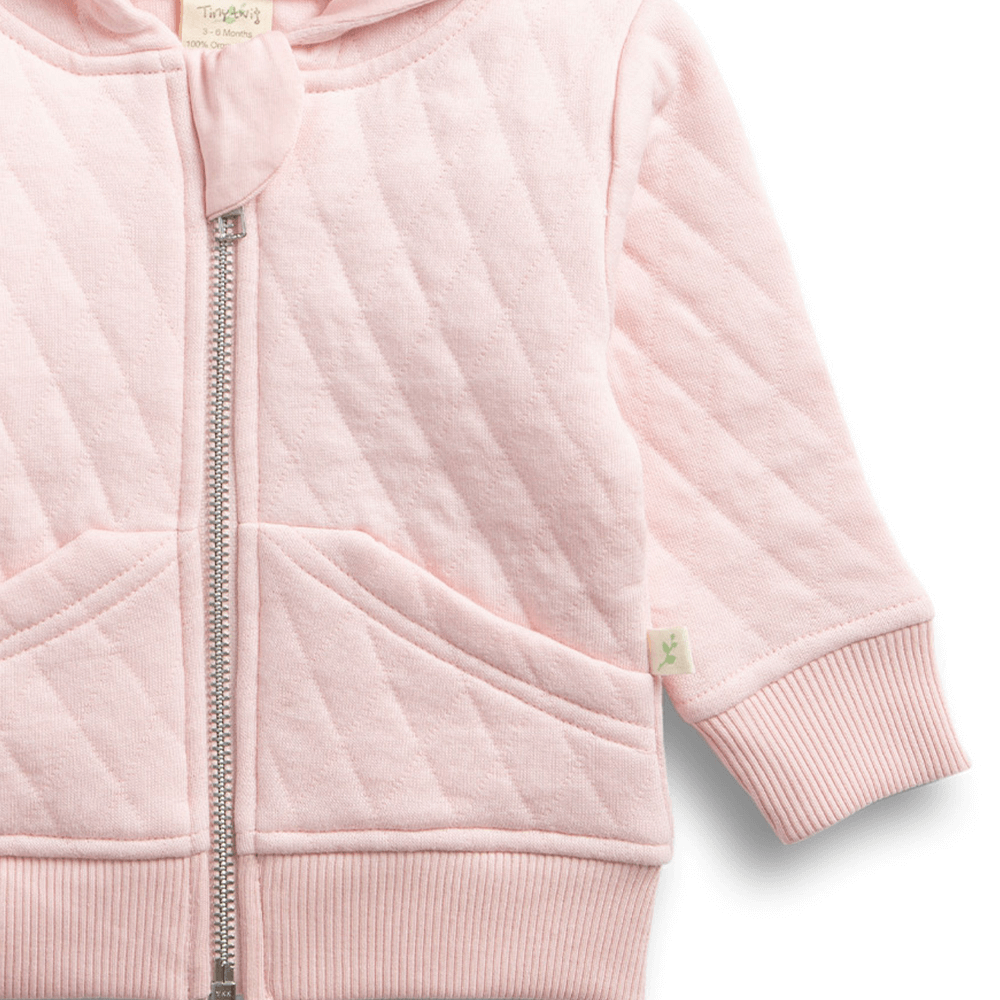 Tiny Twig Quilted Hoodie - Soft Pink