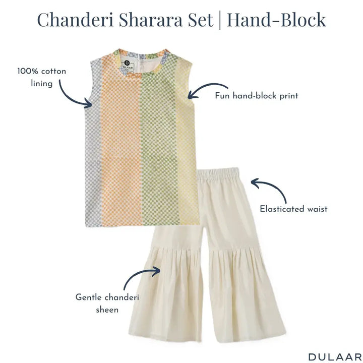 Dulaar Chanderi Sharara Set - Spot The Checks