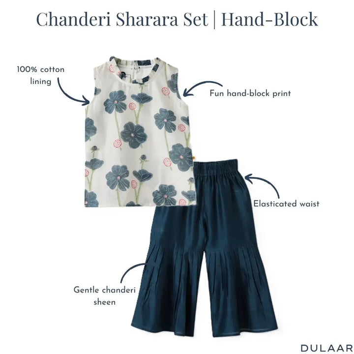 Dulaar Sharara Set - Poppy Fields Sapphire