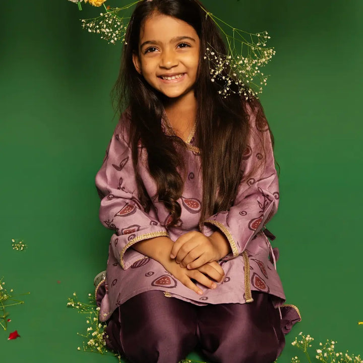 Dulaar Chanderi Sharara Set | Hand-Block Printed (Gota Work) - Meetha Anjeer