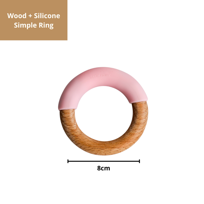 Little Rawr Wood + Silicone Simple Ring Pink