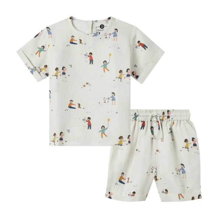 Dulaar Organic Muslin Tee &amp; Shorts Set - Playground Adventures
