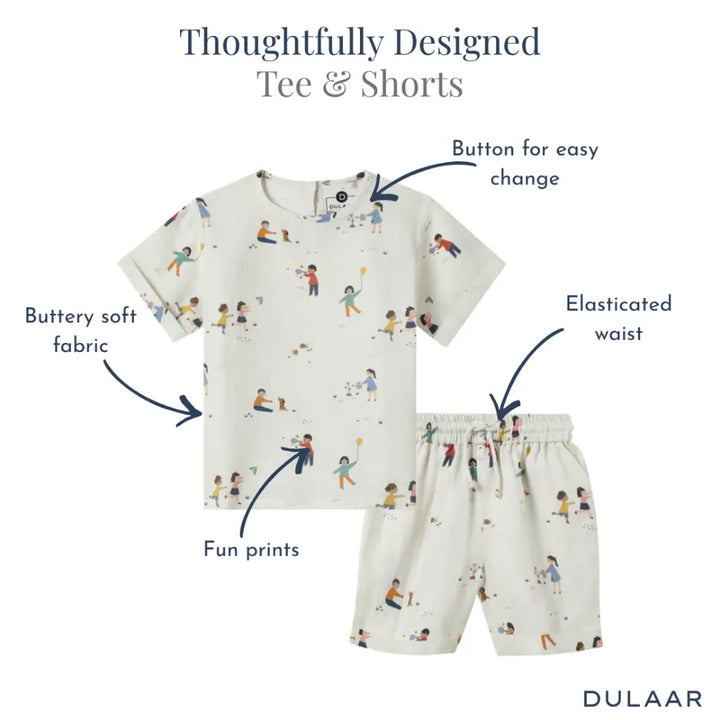 Dulaar Organic Muslin Tee &amp; Shorts Set - Playground Adventures