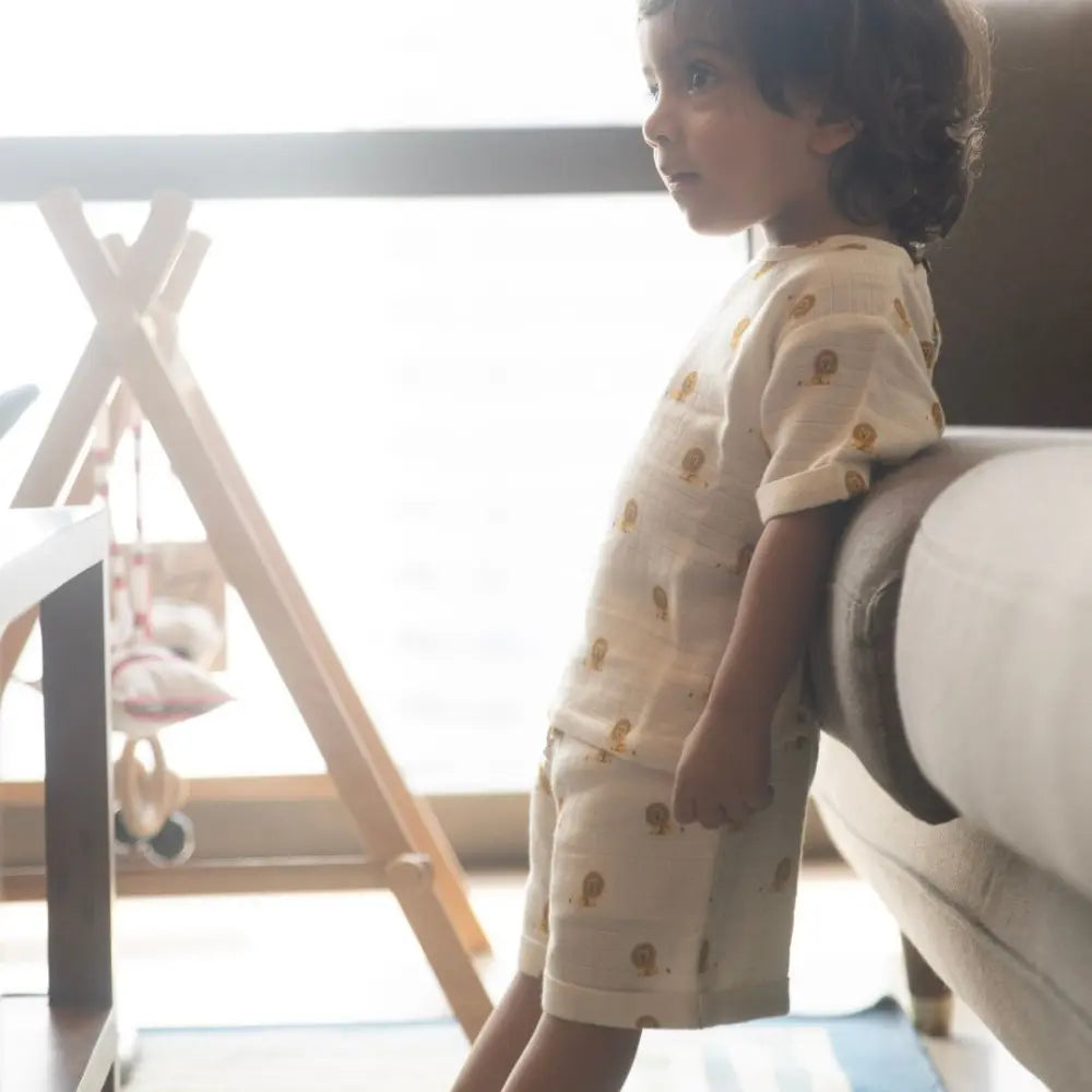 Dulaar Organic Muslin Tee &amp; Shorts Set - Just Lion Around