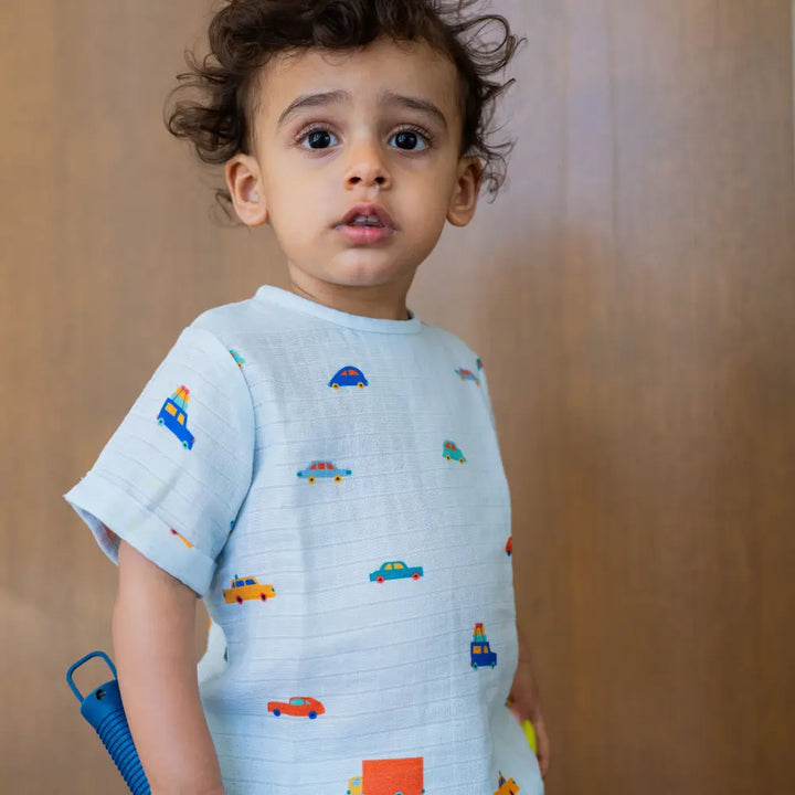 Dulaar Organic Muslin Tee &amp; Shorts Set - Road Trip