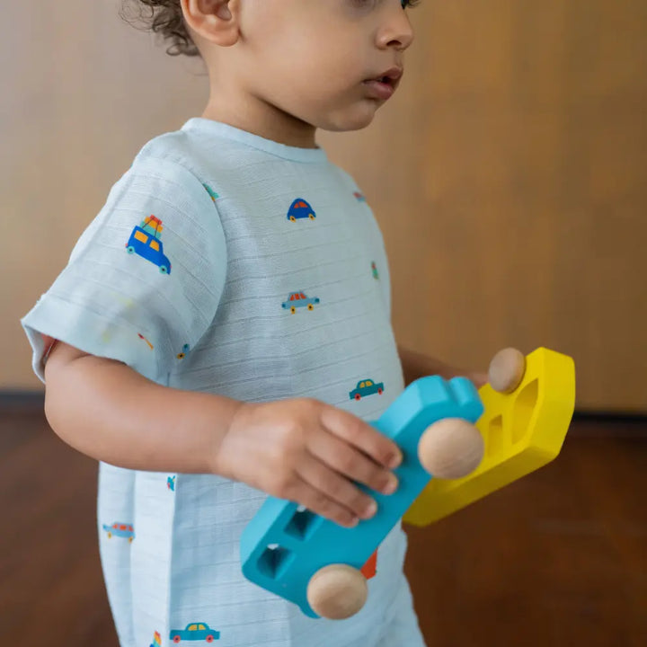 Dulaar Organic Muslin Tee &amp; Shorts Set - Road Trip