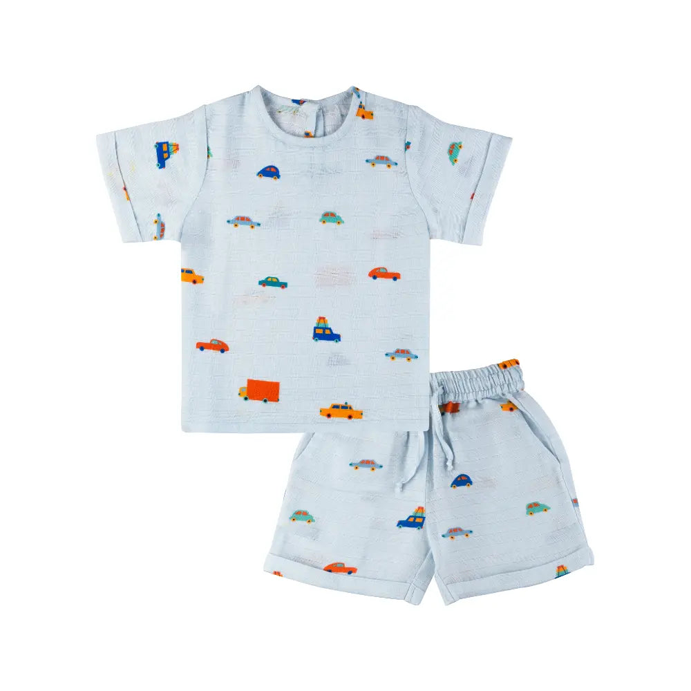 Dulaar Organic Muslin Tee &amp; Shorts Set - Road Trip