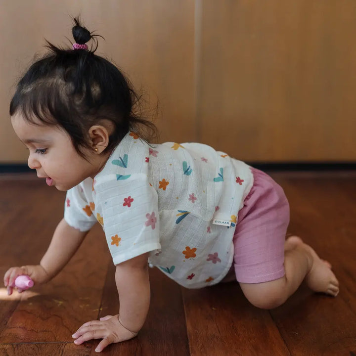 Dulaar Organic Muslin Angrakha &amp; Shorts Set