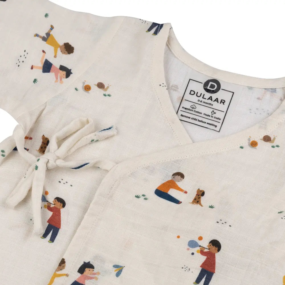 Dulaar Organic Muslin Angrakha &amp; Shorts Set