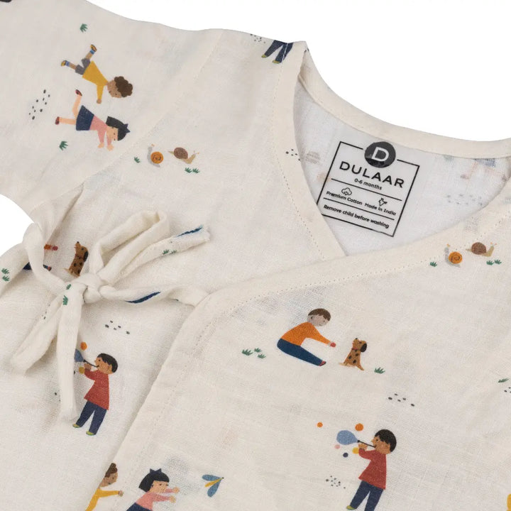 Dulaar Organic Muslin Angrakha &amp; Shorts Set