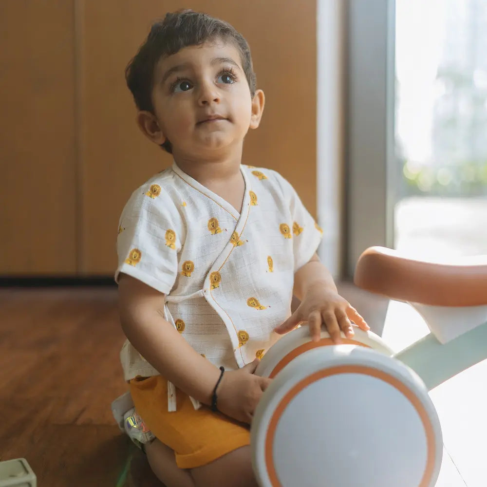 Dulaar Organic Muslin Angrakha &amp; Shorts Set