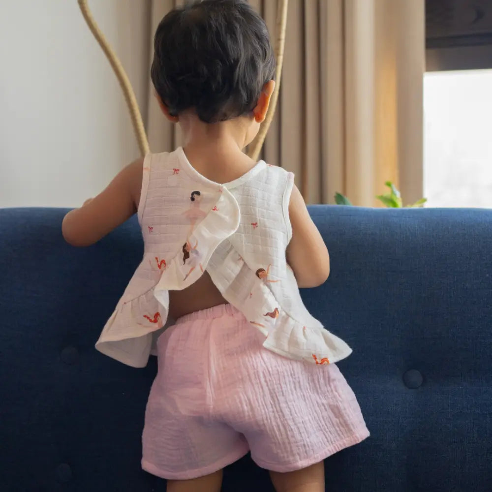 Dulaar Organic Muslin Top &amp; Shorts Set - Little Ballerina