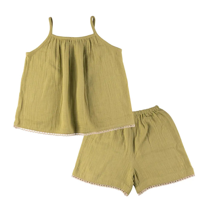 Dulaar Muslin Top &amp; Shorts Set - Soft Pistachio