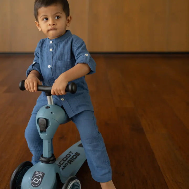 Dulaar Muslin Shirt &amp; Pants Set - Deep Blue
