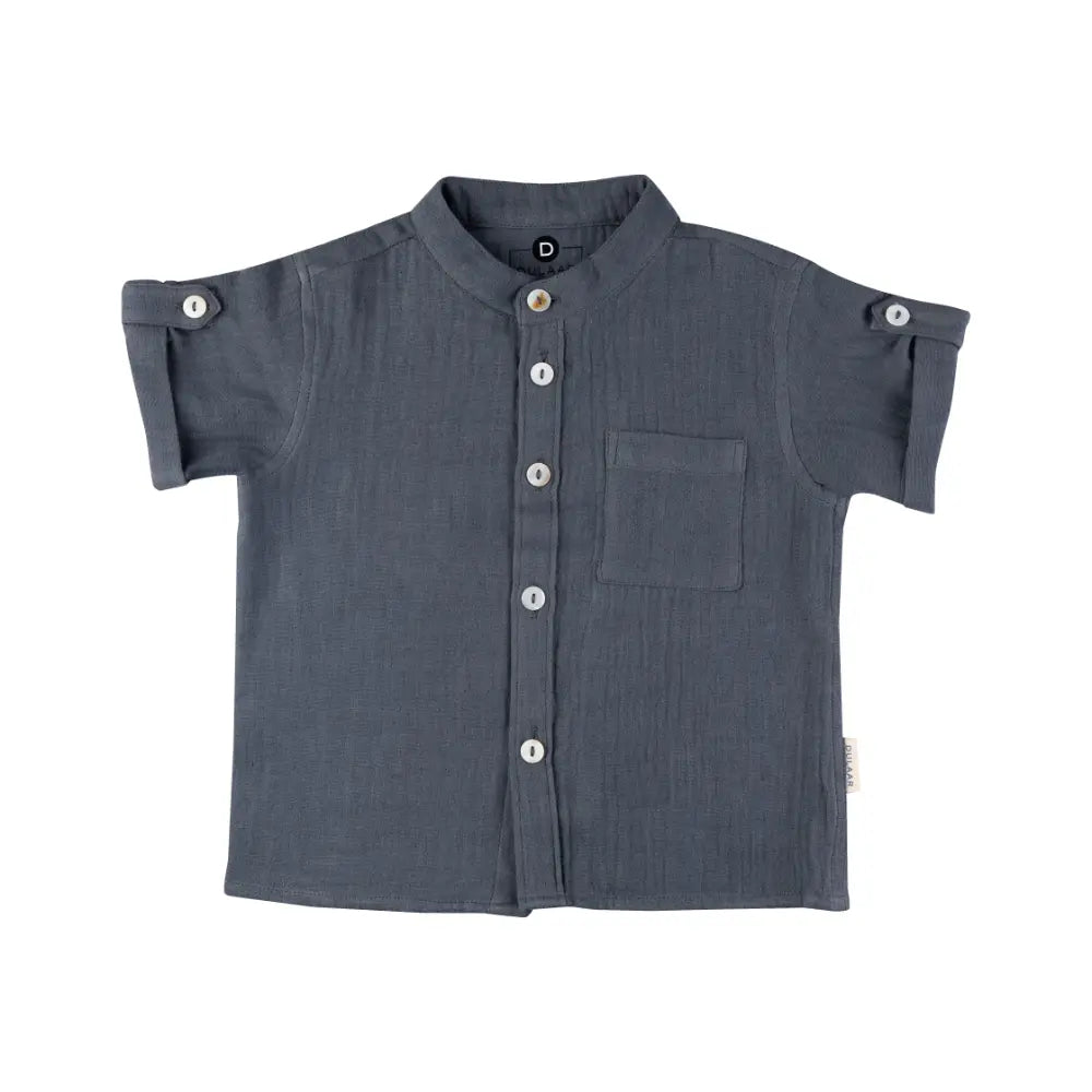 Dulaar Muslin Shirt &amp; Shorts Set - Slate Grey