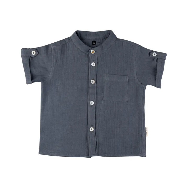 Dulaar Muslin Shirt &amp; Shorts Set - Slate Grey