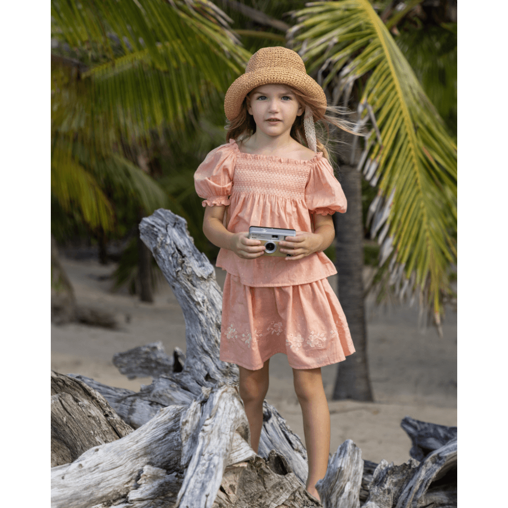 Early Sunday Cotton Dobby Swiss Dots Luna Skirt - Strawberry