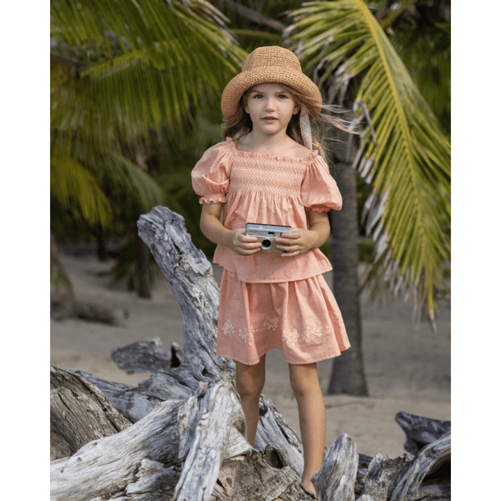 Early Sunday Cotton Dobby Swiss Dots Luna Skirt - Strawberry
