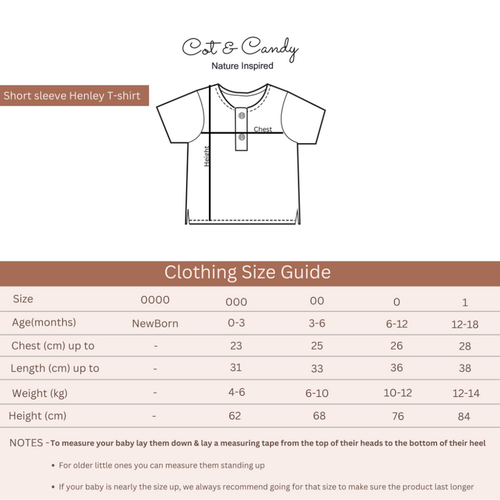 Cot &amp; Candy Baby Organic Muslin Short Sleeve Henley T-shirt With Lounge Pant Set-Oatmeal + Cocoa Whisper
