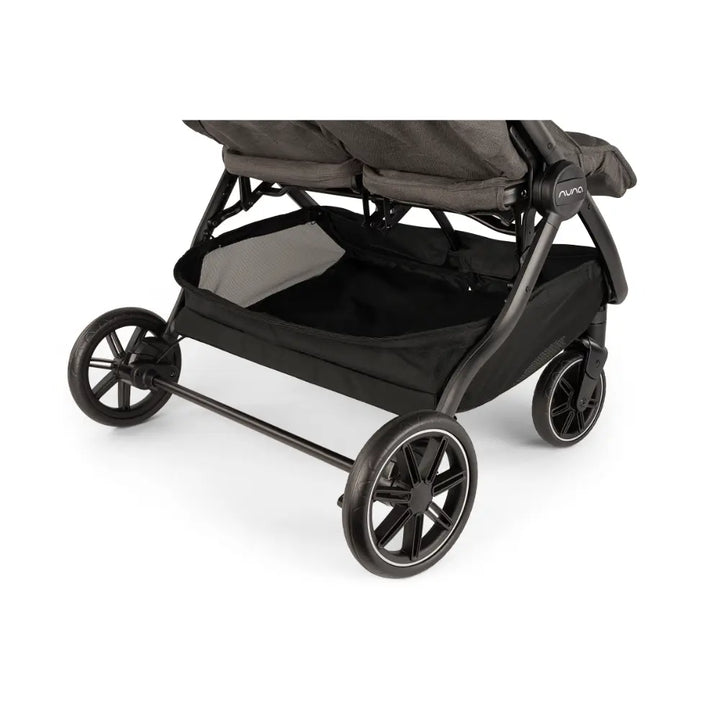 Nuna TRVL Dubl Twin Baby Stroller-Individually Adjustable Near Flat Reclining Seat-One Hand Fold-Large Storage Basket-2 Years Warranty-0 to 4Y (Upto 22 Kg)- Granite