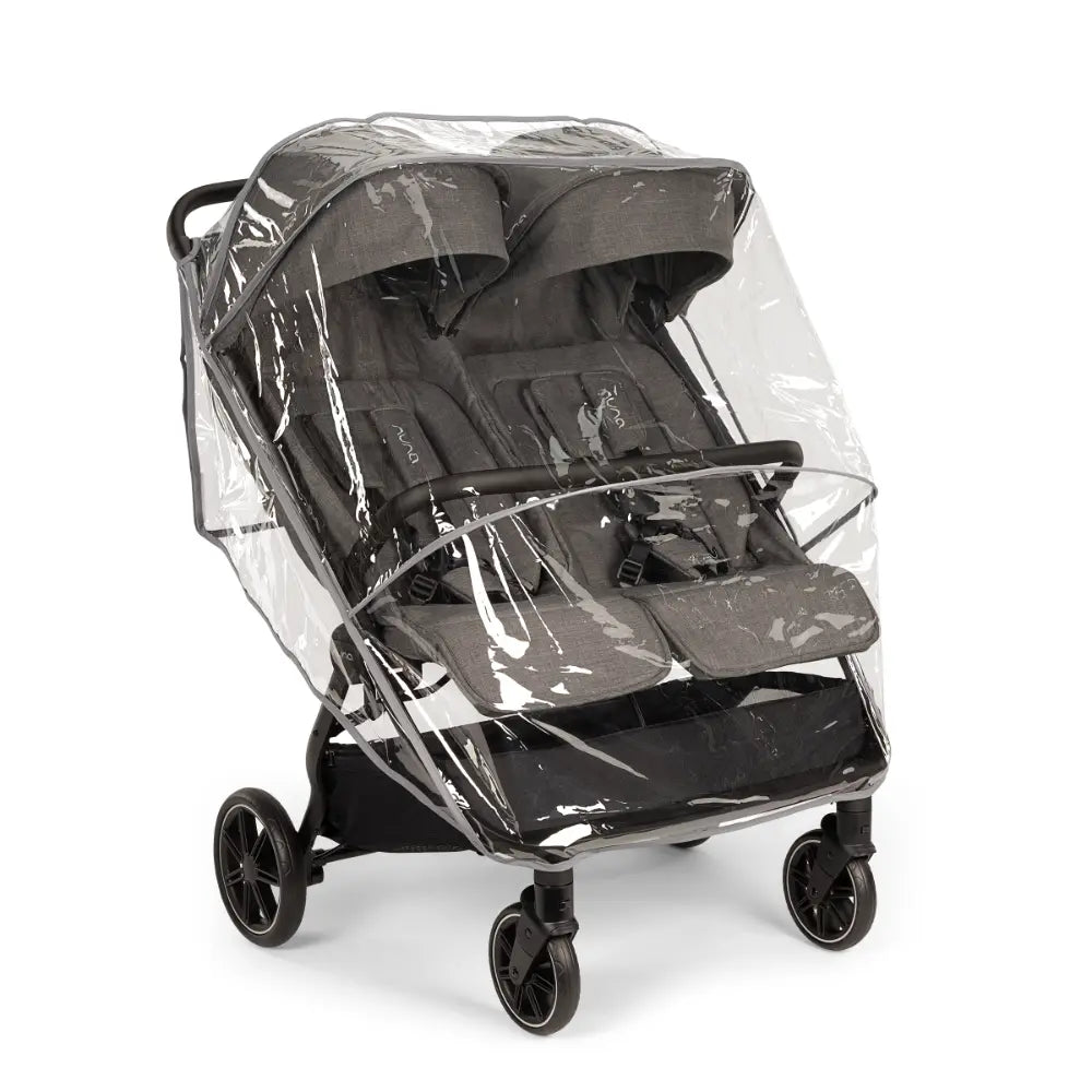 Nuna TRVL Dubl Twin Baby Stroller-Individually Adjustable Near Flat Reclining Seat-One Hand Fold-Large Storage Basket-2 Years Warranty-0 to 4Y (Upto 22 Kg)- Granite