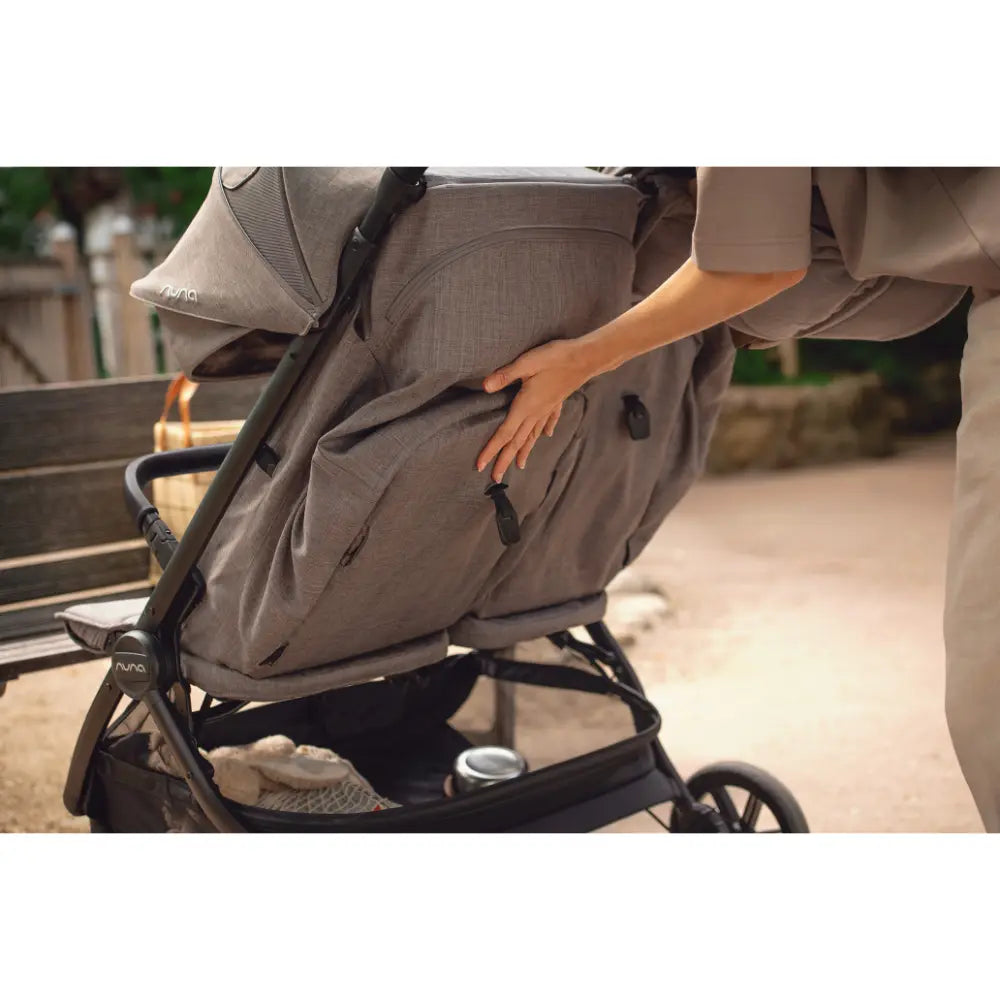 Nuna TRVL Dubl Twin Baby Stroller-Individually Adjustable Near Flat Reclining Seat-One Hand Fold-Large Storage Basket-2 Years Warranty-0 to 4Y (Upto 22 Kg)- Granite
