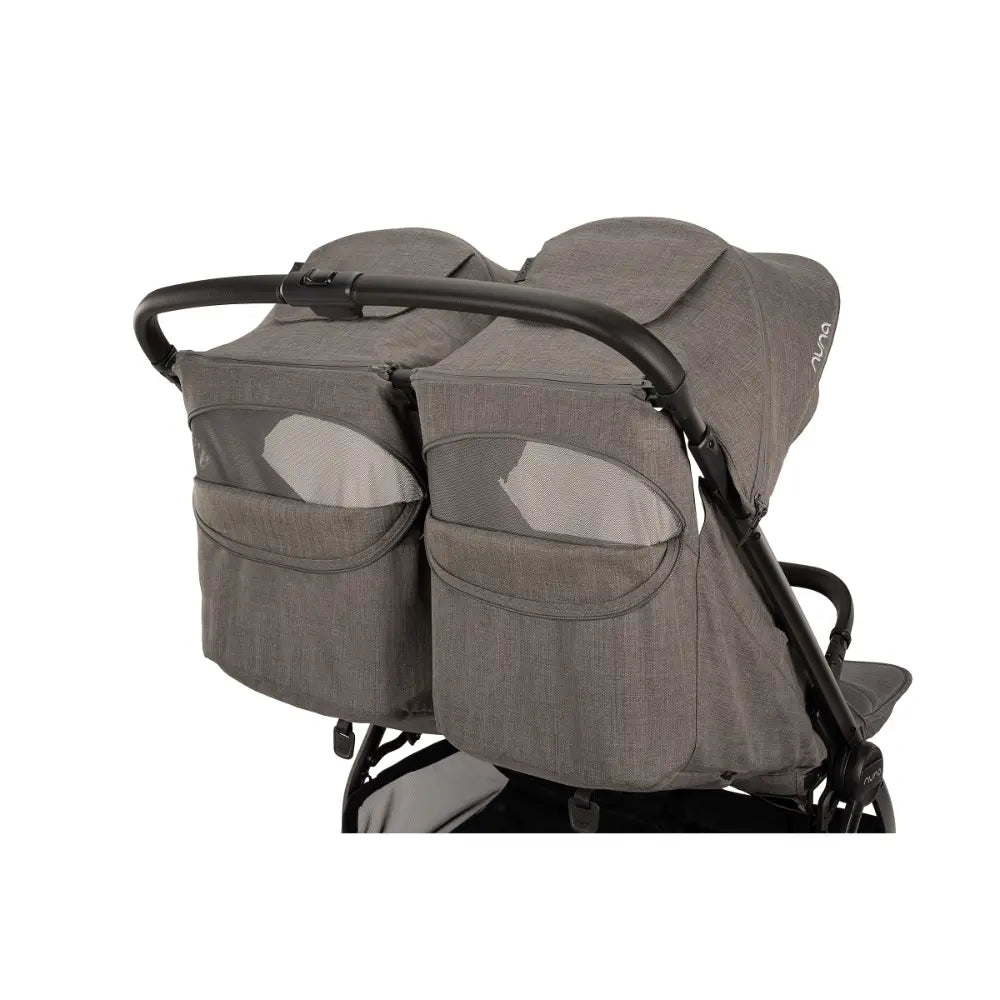 Nuna TRVL Dubl Twin Baby Stroller-Individually Adjustable Near Flat Reclining Seat-One Hand Fold-Large Storage Basket-2 Years Warranty-0 to 4Y (Upto 22 Kg)- Granite