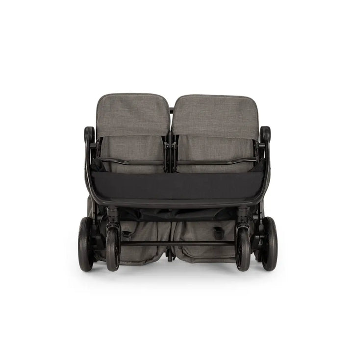 Nuna TRVL Dubl Twin Baby Stroller-Individually Adjustable Near Flat Reclining Seat-One Hand Fold-Large Storage Basket-2 Years Warranty-0 to 4Y (Upto 22 Kg)- Granite