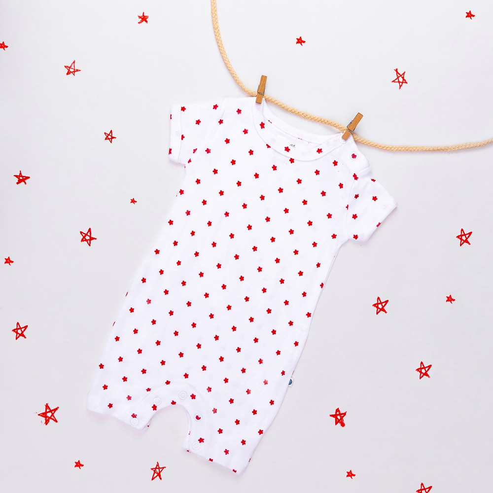 Cotton Bug Romper Suit - Stars