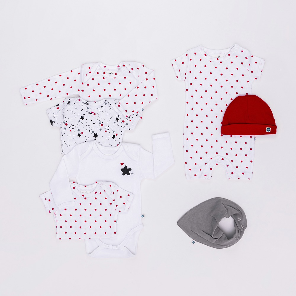 Cotton Bug Half Sleeves Romper Set of 3 - Stars