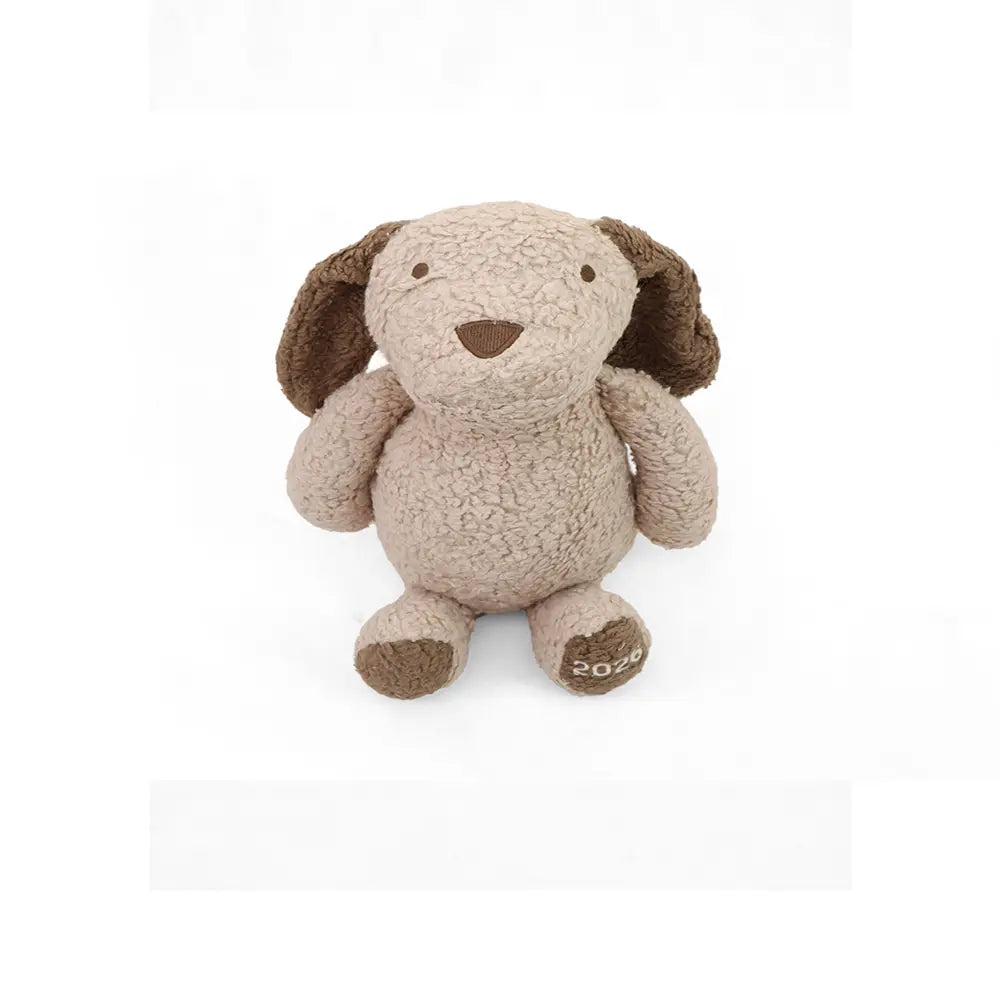 Pluchi Buddy The Dog Cotton Knitted Stuffed Soft Toy - Pale Whisper &amp; Khaki