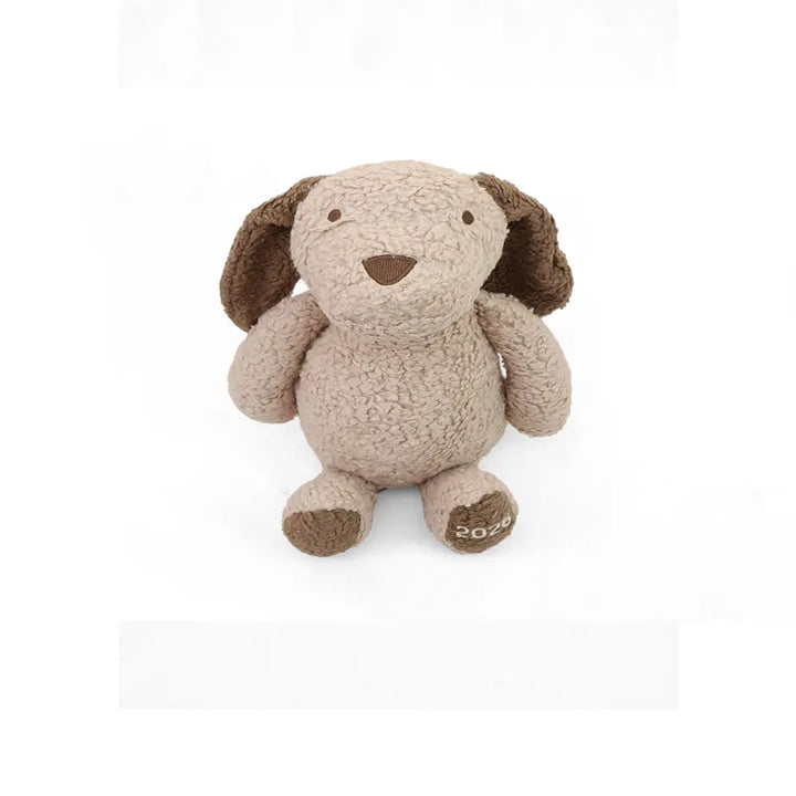 Pluchi Buddy The Dog Cotton Knitted Stuffed Soft Toy - Pale Whisper &amp; Khaki