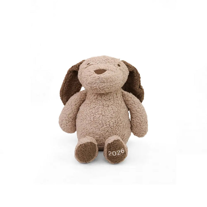 Pluchi Buddy The Dog Cotton Knitted Stuffed Soft Toy - Pale Whisper &amp; Khaki