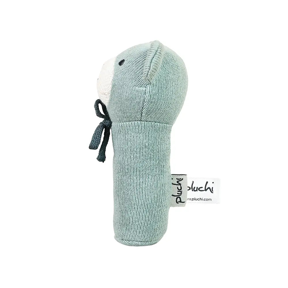 Pluchi Rattle Bear Cotton Knitted Stuffed Soft Toys for Babies / Kids - Baby Blue