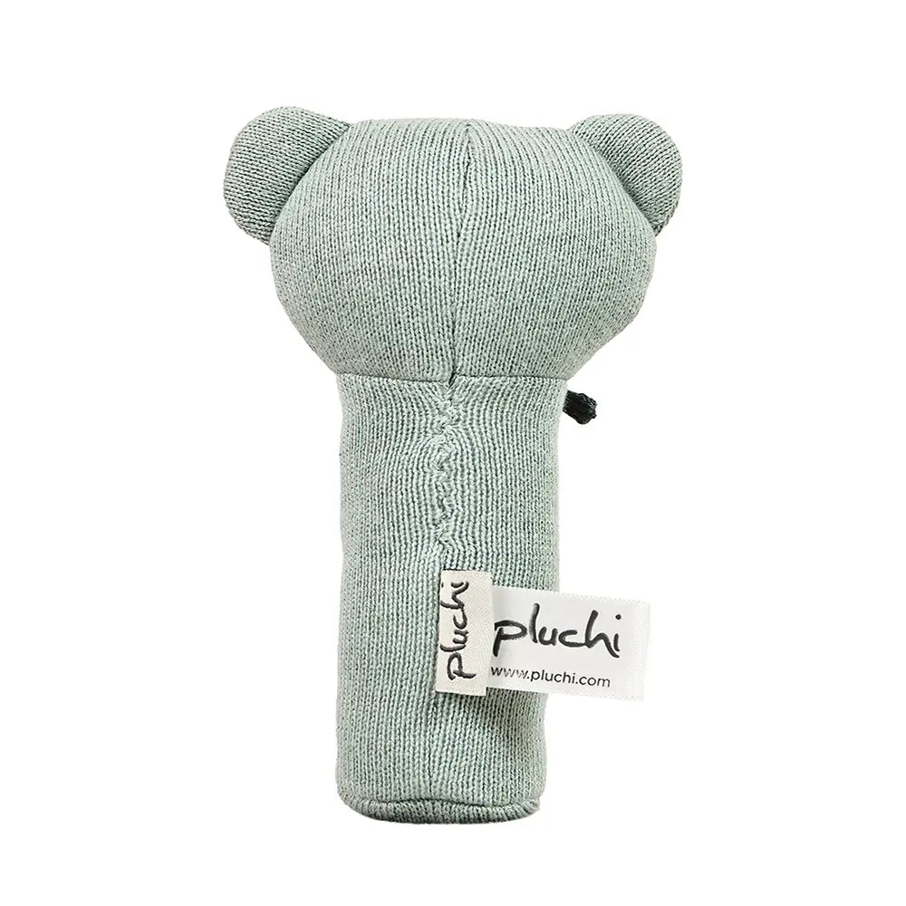 Pluchi Rattle Bear Cotton Knitted Stuffed Soft Toys for Babies / Kids - Baby Blue