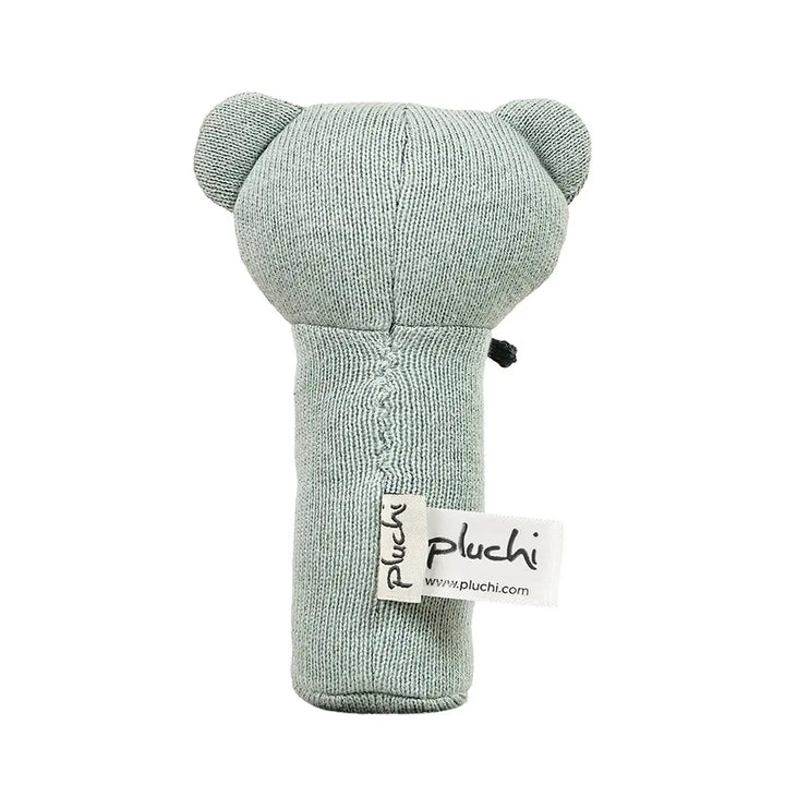 Pluchi Rattle Bear Cotton Knitted Stuffed Soft Toys for Babies / Kids - Baby Blue