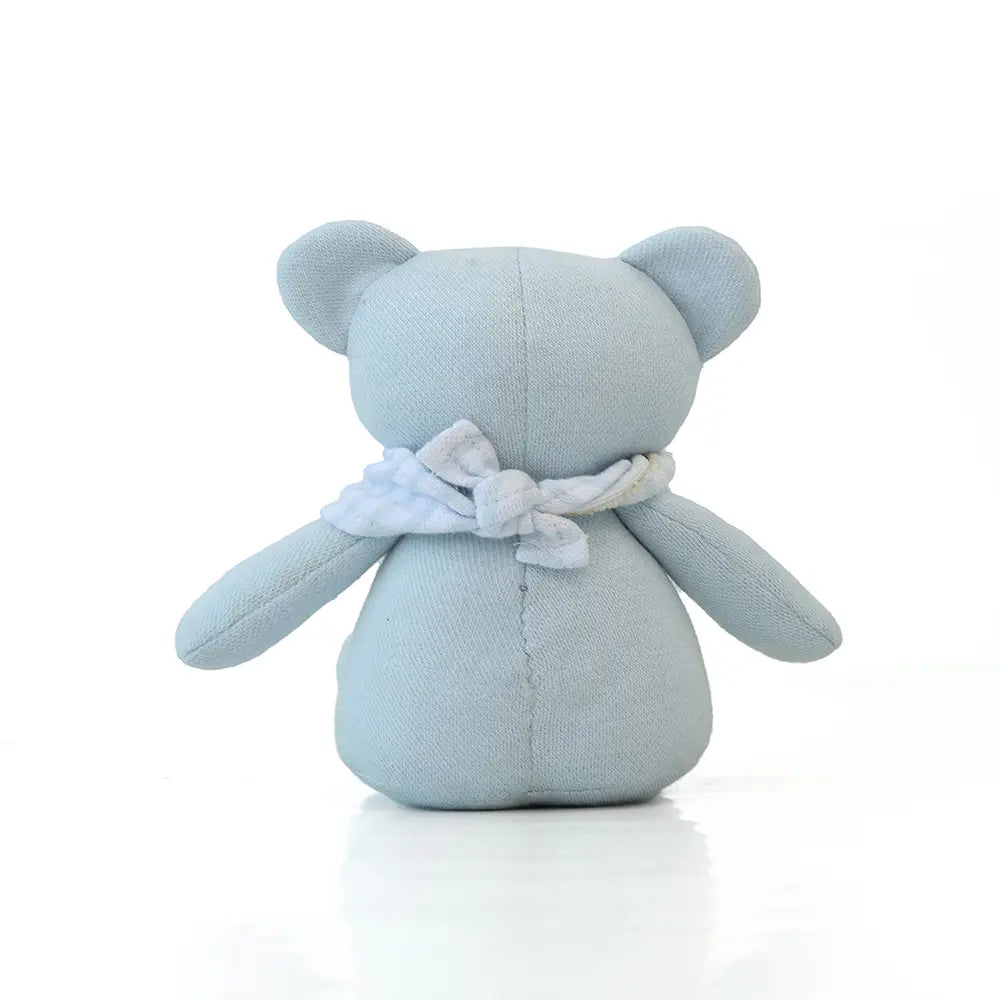 Pluchi Sheriff Teddy Cotton Knitted Stuffed Soft Rattle Toy - Sky Blue