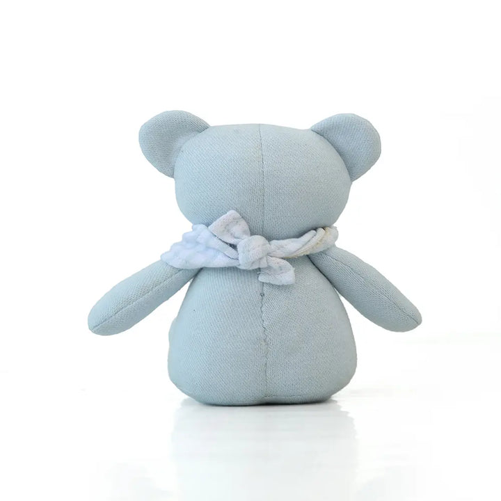 Pluchi Sheriff Teddy Cotton Knitted Stuffed Soft Rattle Toy - Sky Blue