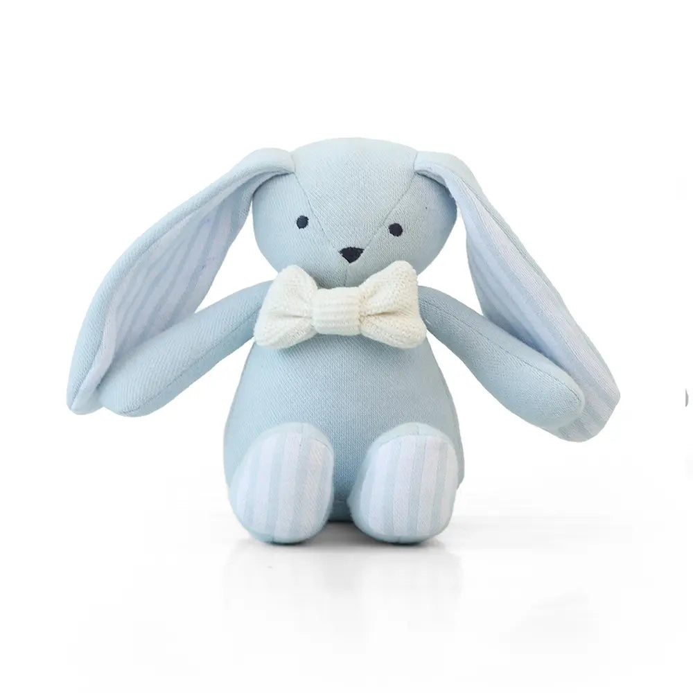 Pluchi RalphÂ BunnyÂ HopÂ Cotton Knitted Stuffed Soft Rattle Toy - Sky Blue