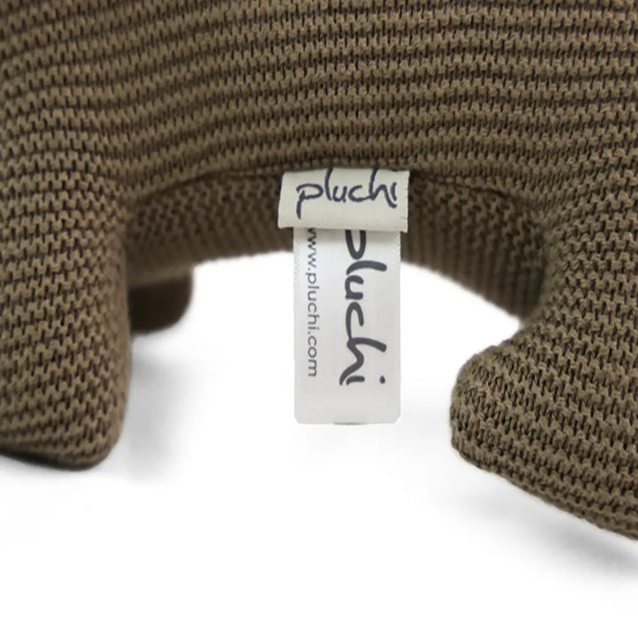 Pluchi Bruno Dog Cotton Knitted Stuffed Rattle Soft Toy With Crackle Sound on Ears - Warm Grey