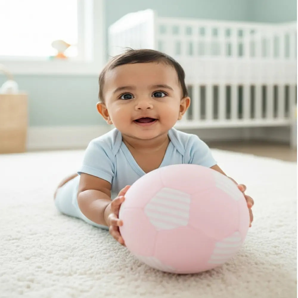 Pluchi Cuddle Kick Football  Color Cotton Knitted Stuffed Soft Toy - Pink