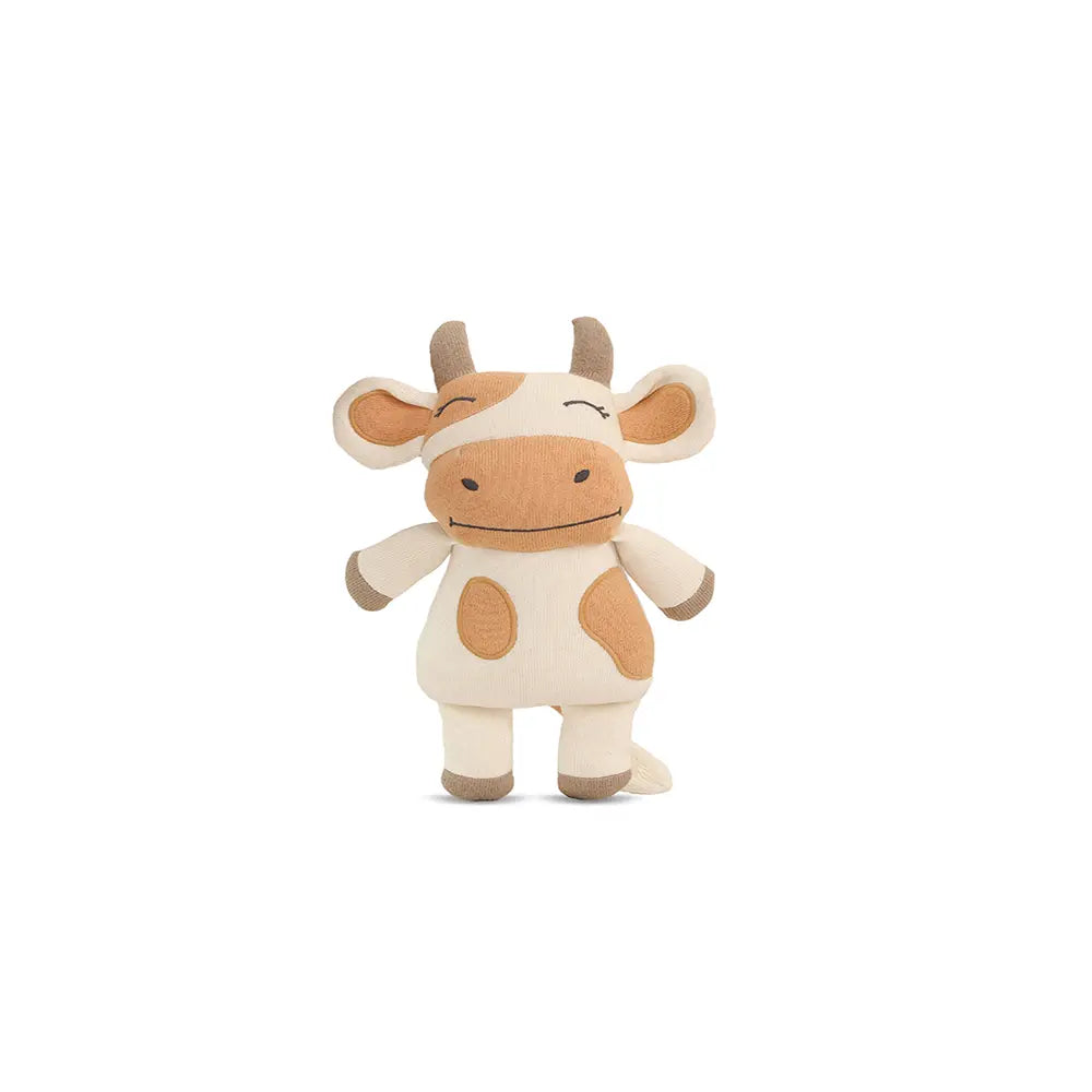 Pluchi Clementine the CowÂ ToyÂ Cotton Knitted Stuffed Soft Toy - Skin, Natural And Dove Beige