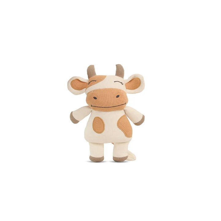 Pluchi Clementine the CowÂ ToyÂ Cotton Knitted Stuffed Soft Toy - Skin, Natural And Dove Beige