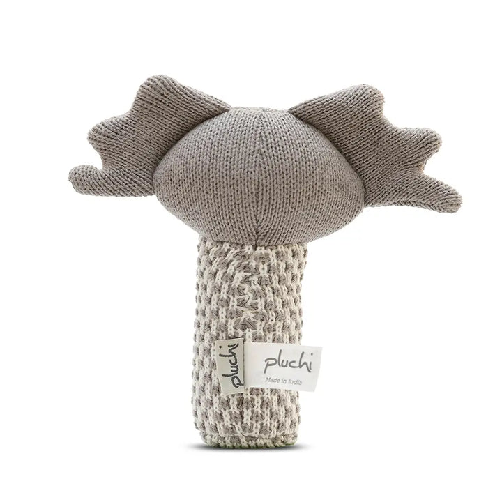 Pluchi Coala Rattle Cotton Knitted Stuffed Soft Toys for Babies / Kids - Natural and Light Grey