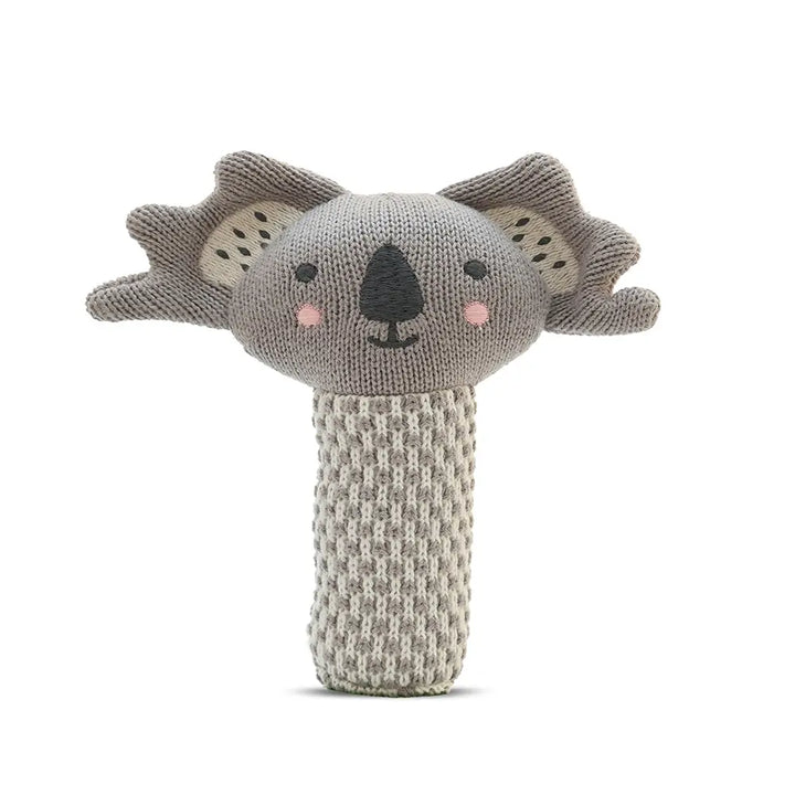 Pluchi Coala Rattle Cotton Knitted Stuffed Soft Toys for Babies / Kids - Natural and Light Grey