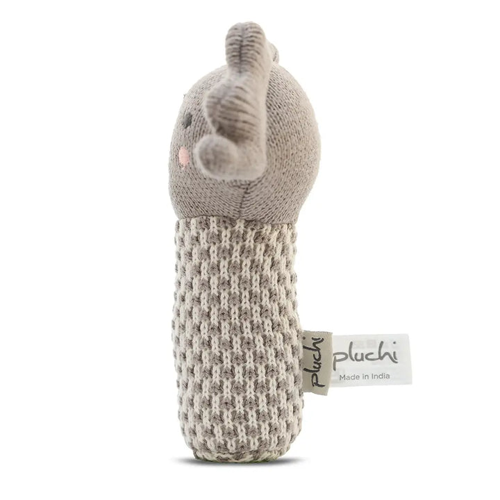 Pluchi Coala Rattle Cotton Knitted Stuffed Soft Toys for Babies / Kids - Natural and Light Grey