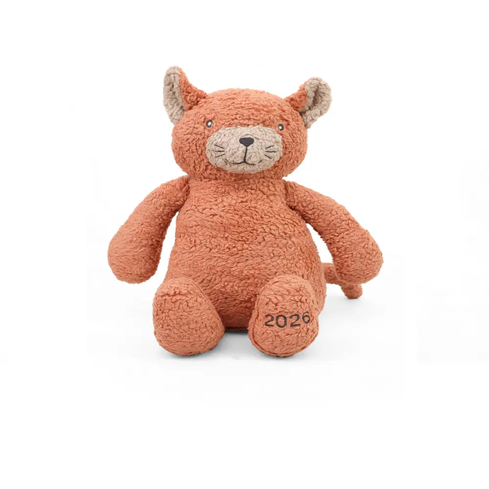 Pluchi Ginger The Cat Cotton Knitted Stuffed Soft Toy - Pale Whisper &amp; Dusty Coral