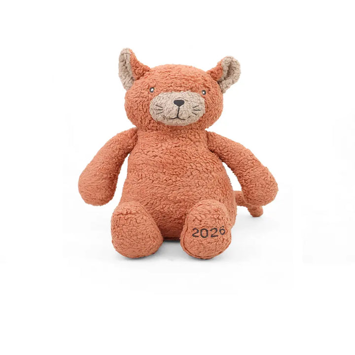 Pluchi Ginger The Cat Cotton Knitted Stuffed Soft Toy - Pale Whisper &amp; Dusty Coral