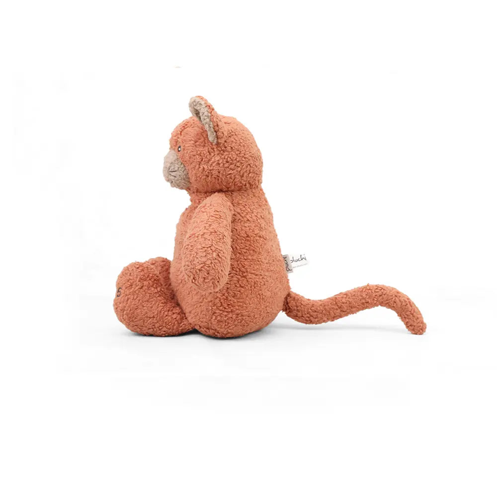Pluchi Ginger The Cat Cotton Knitted Stuffed Soft Toy - Pale Whisper &amp; Dusty Coral